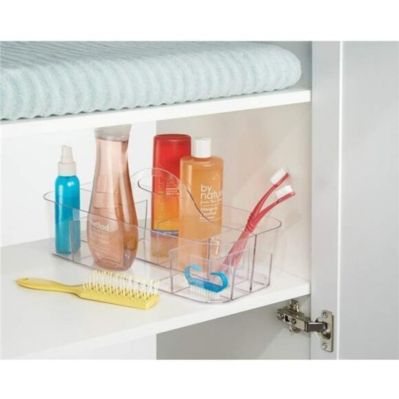 Clear Plastic Cosmetic Organizer Tote Makeup Storage Bin Bathroom Shower Caddy - Picture 6 of 7